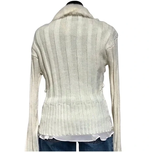 Paris Dreams rabbit fur wool blend cardigan sweater - Picture 2 of 6